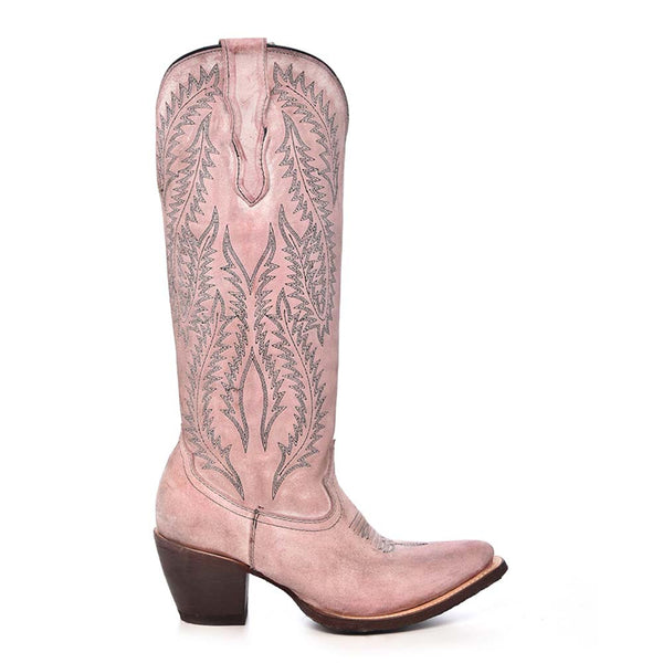 Corral Women’s Tall Knee-High Rose Pink Embroidery Boots