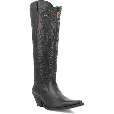 Dingo Raisin Kane Black Embossed Zipper and Snip Toe Leather Boots