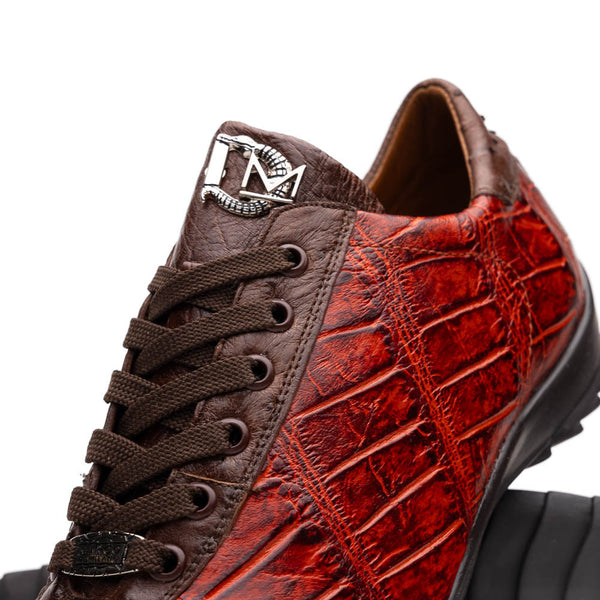 Marco Di Milano SAULO Alligator/Ostrich Cognac Fashion Sneakers