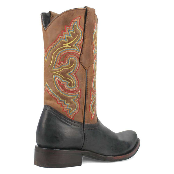 Dingo True Grit Black and Tan Snoot Toe Leather Western Boots