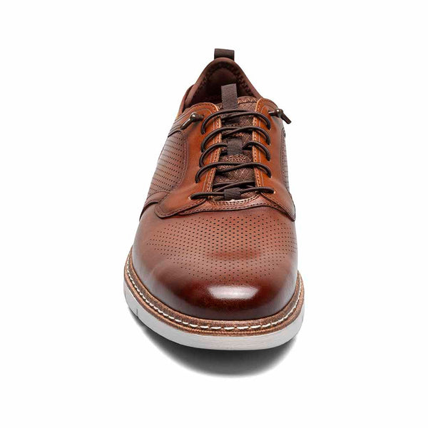 Stacy Adams Cognac SYNC Plain Toe Elastic Lace Up Shoes