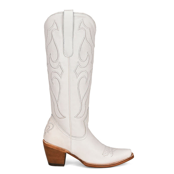 Corral Pure White Inlay & Pullup Strap Snip Toe Western Boots