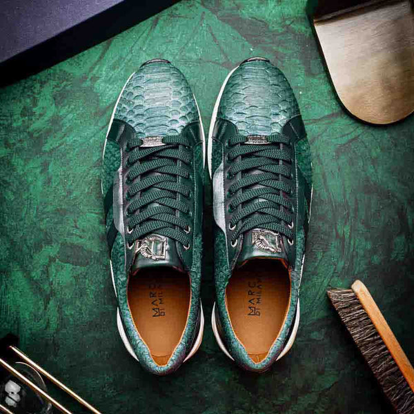 Marco Di Milano Verona Green Python & Calfskin Sneakers