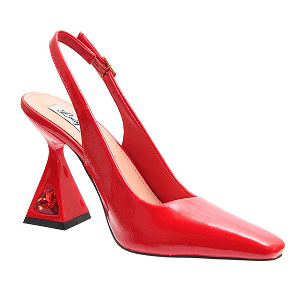 Lady Couture MISTIC Red Jewel Metallic Heel Slingback