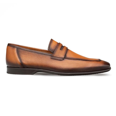 MEZLAN Men's Deerskin Cognac Penny Loafer