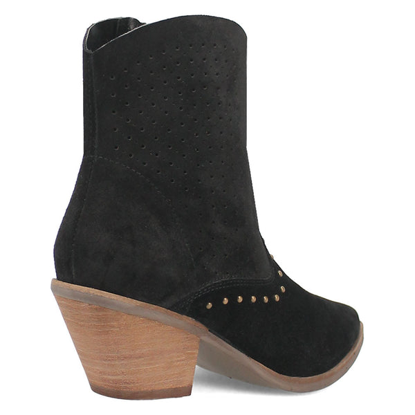 Dingo Miss Priss Black Zipper Snip Toe Suede Leather Ankle Boot