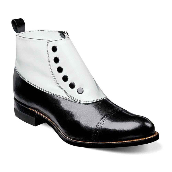 Stacy Adams Madison Black & White Spat Kidskin Ankle Boot