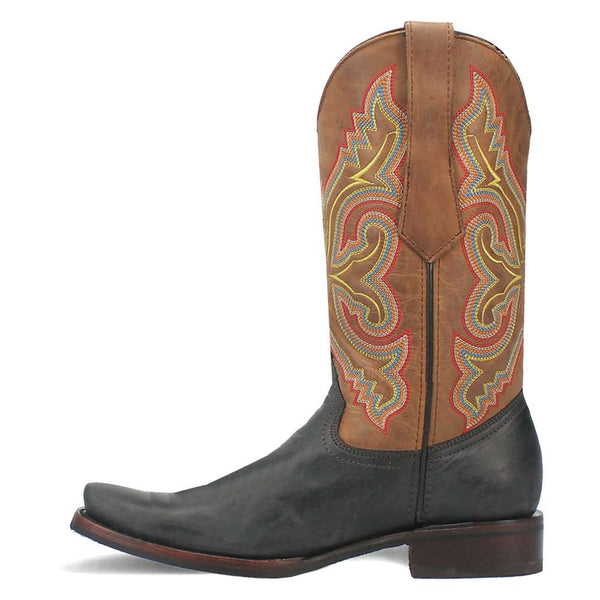 Dingo True Grit Black and Tan Snoot Toe Leather Western Boots