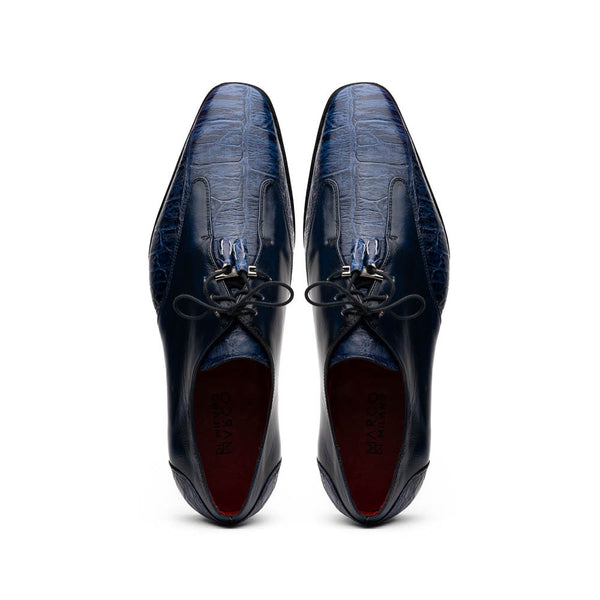 Marco Di Milano Anzio Derby Blue Alligator And Calfskin Shoes