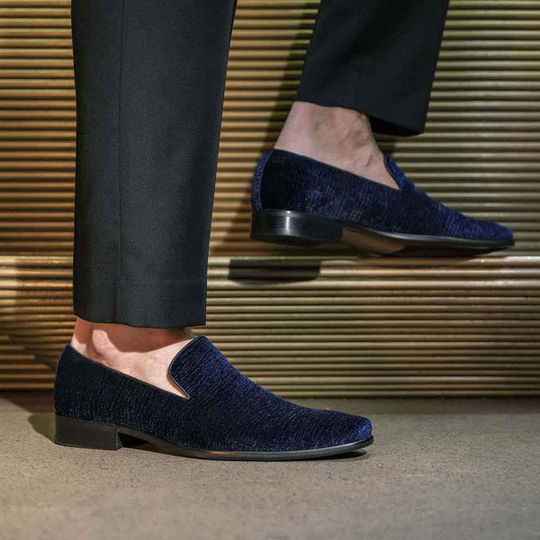 Florsheim Navy Postino Plain Toe Velvet Slip On