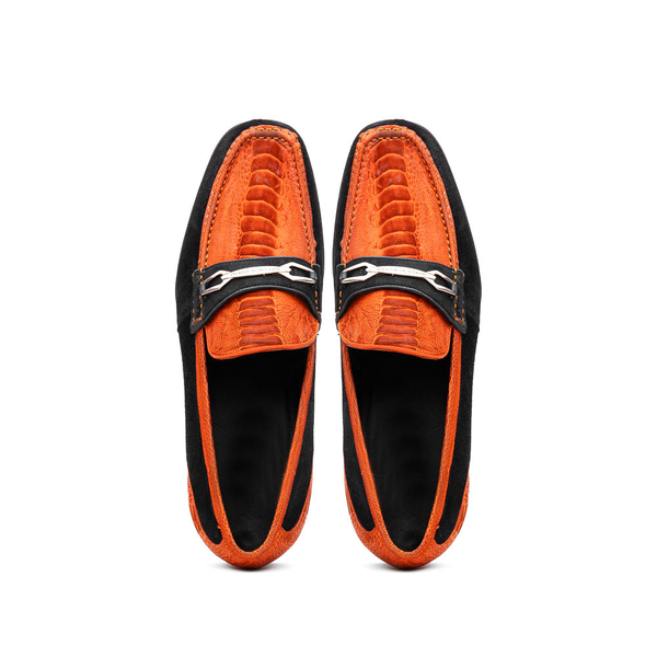 Marco Di Milano Hugo Ostrich Orange/Black Bit Loafers