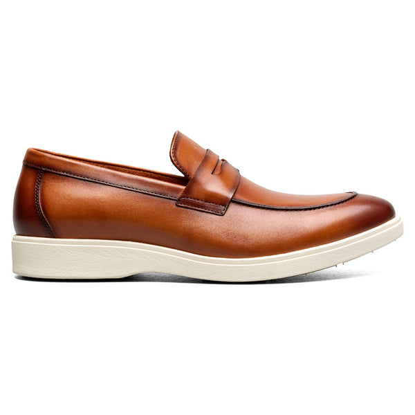 Stacy Adams Spencer Tan Men’s Moc Toe Penny Slip On Shoes