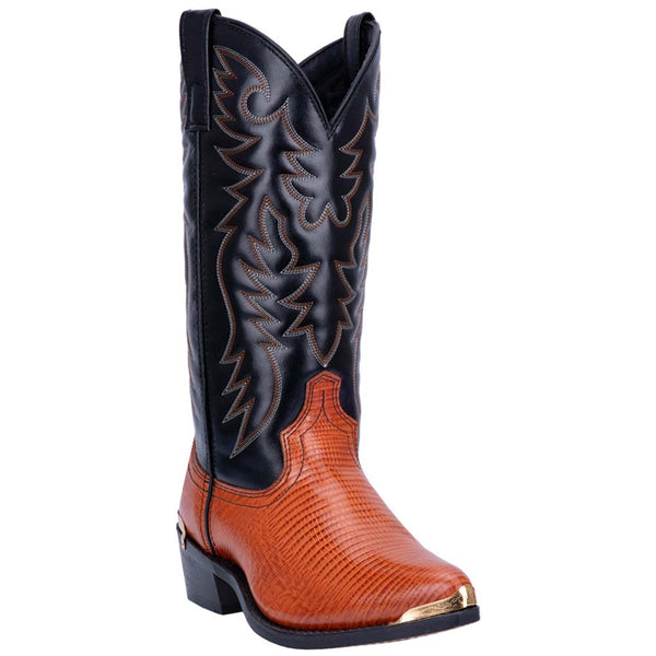 Laredo Peanut & Brown Lizard Print Leather Boots