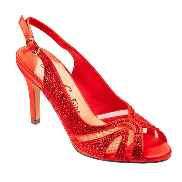 Lady Couture ADORE New Red Mid Heel Rhinestone Slingback