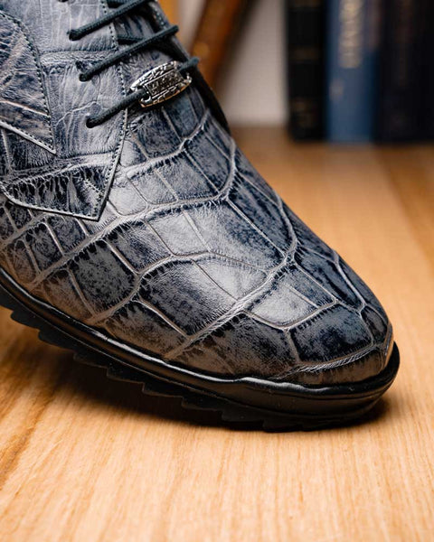 Marco Di Milano Vulcan Grey Alligator Derby Shoes