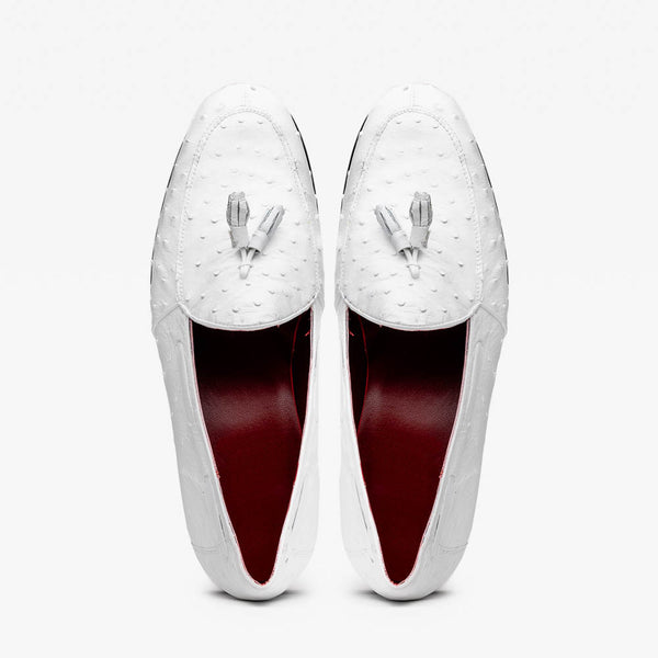 Marco Di Milano Aubiere White Ostrich Loafers