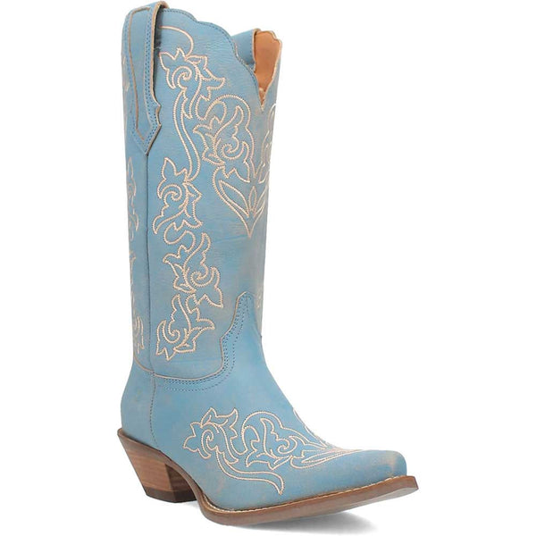 Dingo's Flirty N' Fun Blue Almond Toe Leather Boots