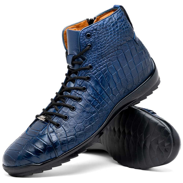 Marco Di Milano Hermond Navy Alligator Derby Shoes