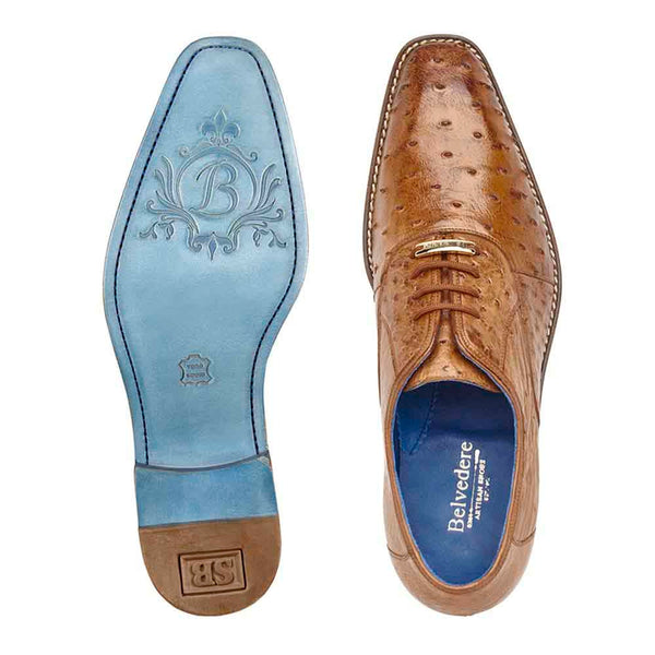 Belvedere Orlando Men's Formal Elegance Oxfords Peanut Ostrich Shoes