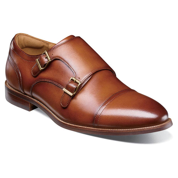 Florsheim Rucci Cap Toe Double Monk Strap Men’s Cognac Dress Shoes