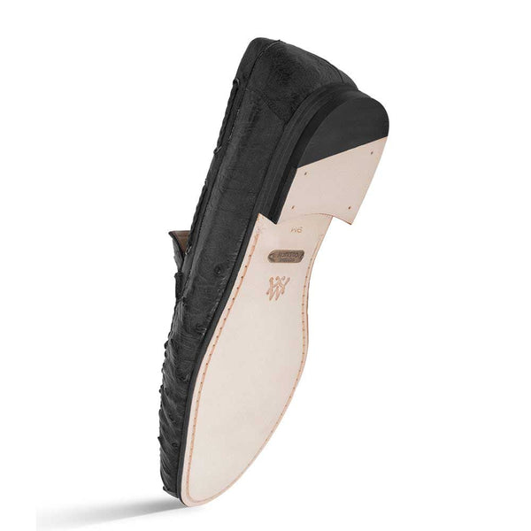 Mezlan Genuine Ostrich Black Moccasin Slip-on Loafers For Men