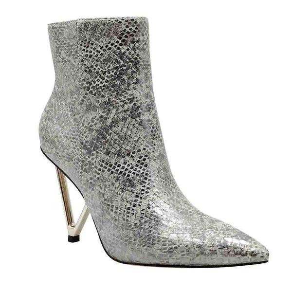 Lady Couture Gia Silver Leopard Print Booties
