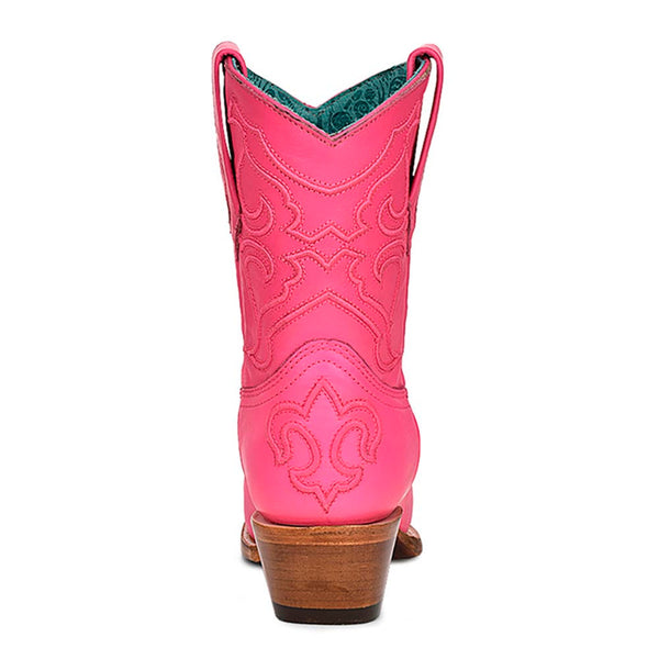 Corral Hot Pink Embroidered Cowhide Booties