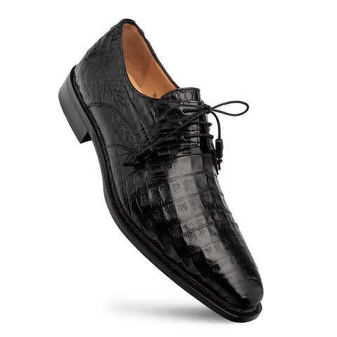 Mezlan Giovane Fuscus Cap Toe Derby Black Crocodile Shoes