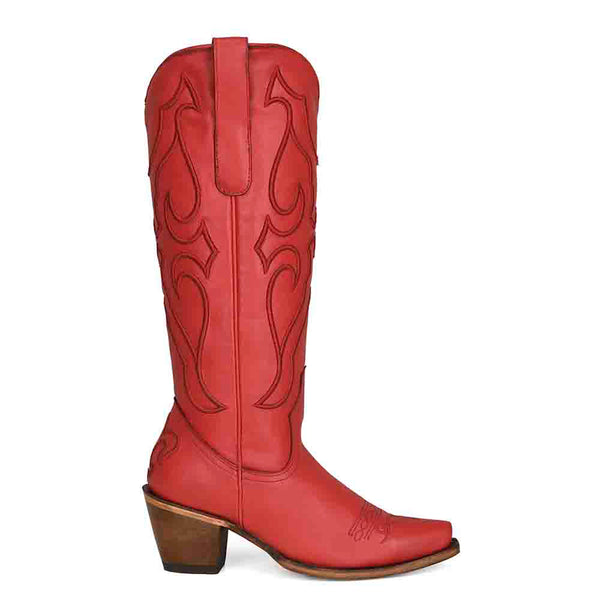 Corral Ruby Red Tall Top Matching Stitch Pullstrap Boots