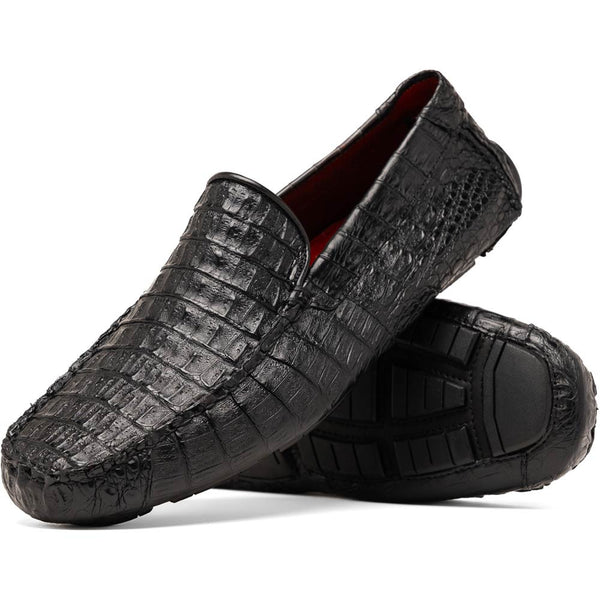 Marco Di Milano Remo Black Caiman Driving Slip-On Loafers