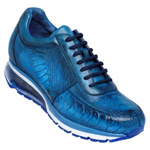 Belvedere Todd Men's Ocean Blue Genuine Ostrich & Soft Calf Sneakers