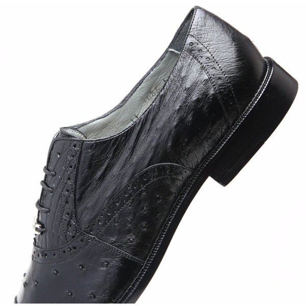 Belvedere Onesto Black Crocodile & Ostrich Men's Oxford