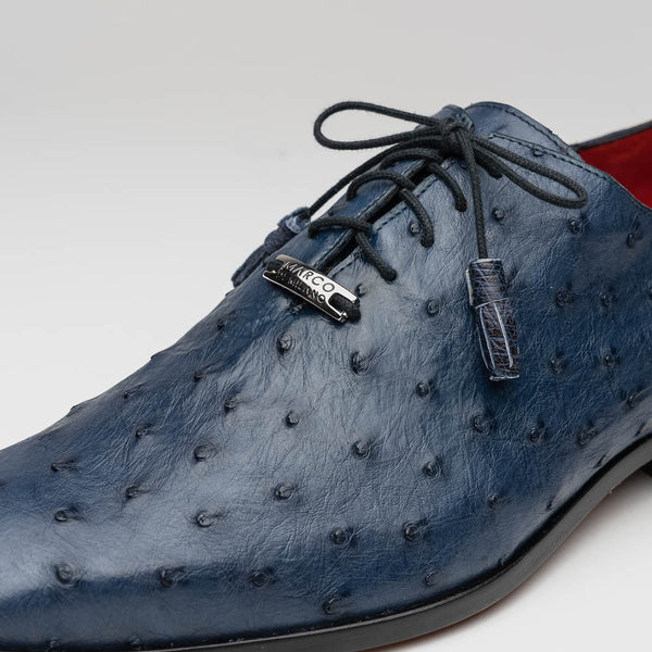 Marco Di Milano Criss Ostrich Navy Tassel Laced Oxford Shoes
