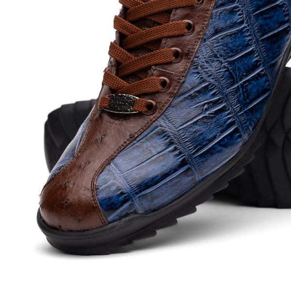 Marco Di Milano SAULO Alligator/Ostrich Bluejean Fashion Sneakers