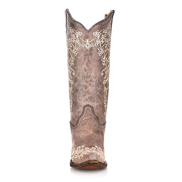 Corral Western White Floral Embroidered Boots