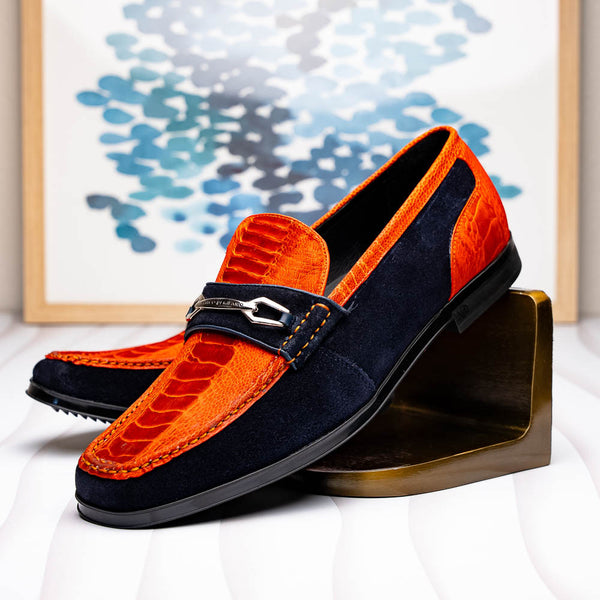 Marco Di Milano Hugo Ostrich Orange/Navy Loafers