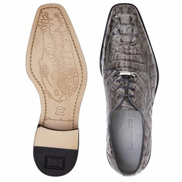 Belvedere Chapo Gray Genuine Caiman Men's Lace-up Shoes