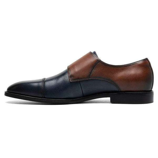 Stacy Adams Raythorne Navy and Brown Men’s Cap Toe Double Monk Strap Shoes