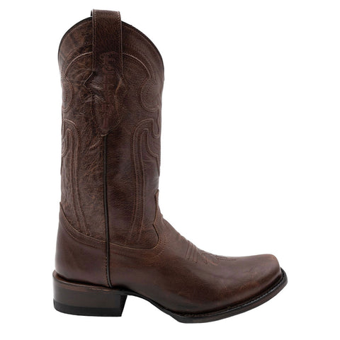 Ferrini Wyatt Chocolate Full Grain Narrow Square Toe Leather Cowboy Boots