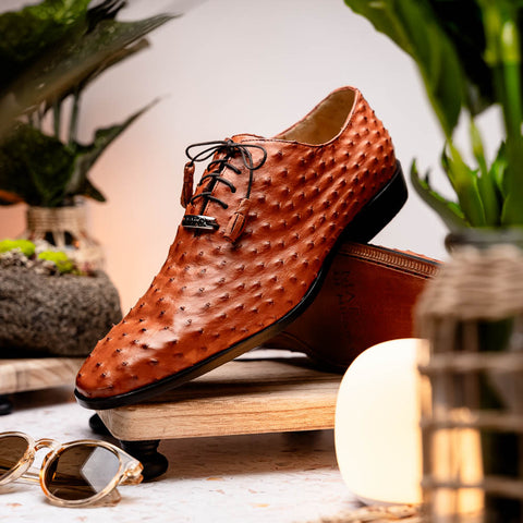 Marco Di Milano Criss Oxford Brandy Ostrich Shoes