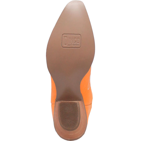 Dingo's Flirty N' Fun Orange Almond Toe Leather Boots