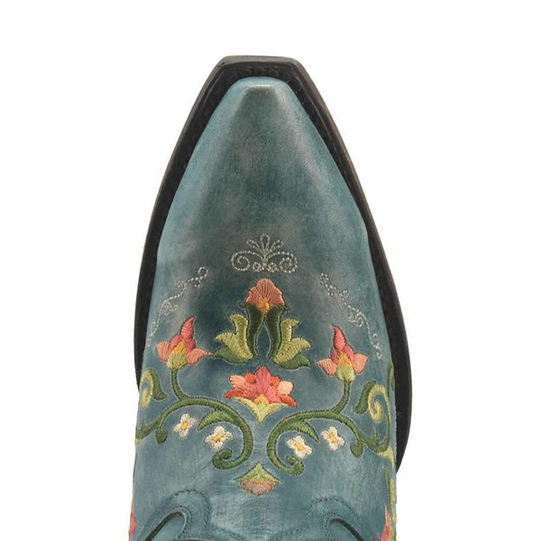 Dan Post Turquoise Flower Child Embroidery 20” Snip Toe Womens Boot