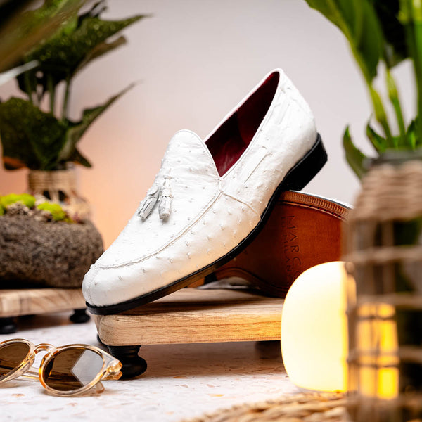 Marco Di Milano Aubiere White Ostrich Loafers