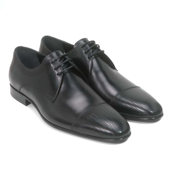 Golden Pass Men's Black Cap Toe Leather Sole Oxfords Dress Shoes