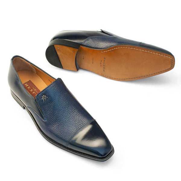 Mezlan Milani Blue Deerskin & Calfskin Leather Mens Loafer