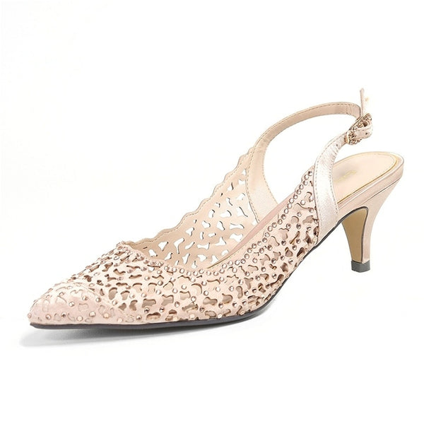 Lady Couture Jewel Champagne Fabric heels