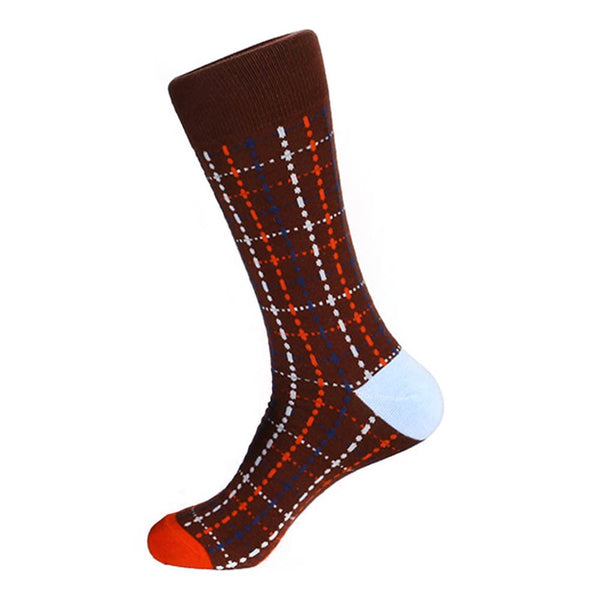 Steven Land Burgundy Multi Plaid Printed Patter Men's Socks