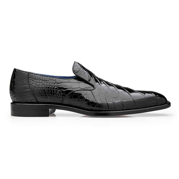 Belvedere Genova Men's Slip-On Black Alligator Loafers