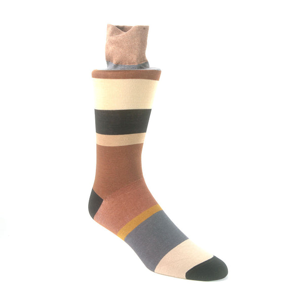 Tallia Rust & Ecru Broad Striped Men's Socks