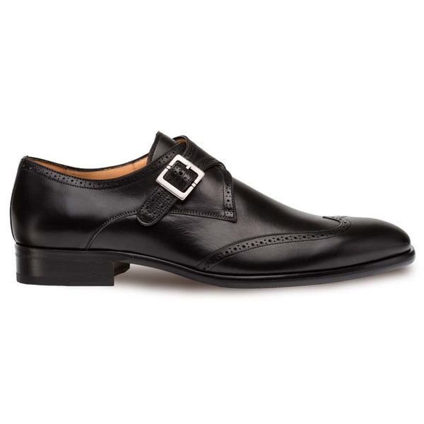 Mezlan Forest Black Calfskin Leather Men's Modern Wing Tip Oxford